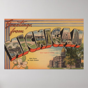 Poster Michigan (capital de estado/flor)