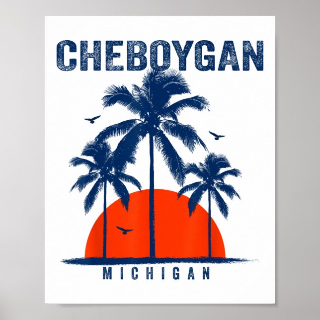 Poster Michigan Cheboygan Oceano Surfe Surfismo  (Frente)