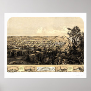 Poster Michigan City, IN Panorâmica Map - 1869a