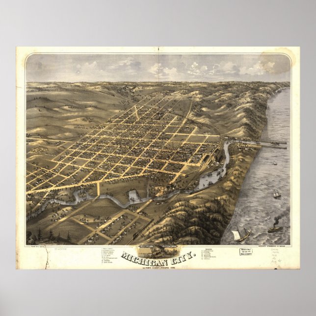 Póster Michigan City, Indiana 1869 (Frente)