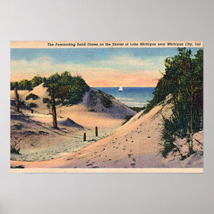 Póster Michigan City Indiana Sand Dunes 1940