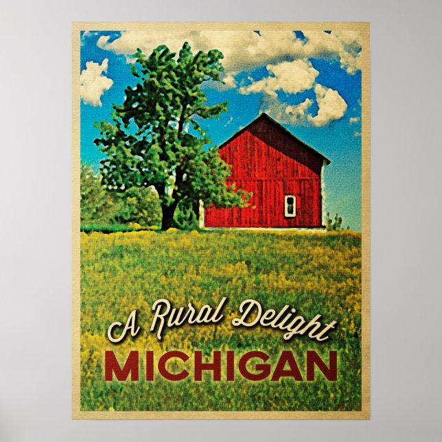 Póster Michigan Country Red Barn (Frente)