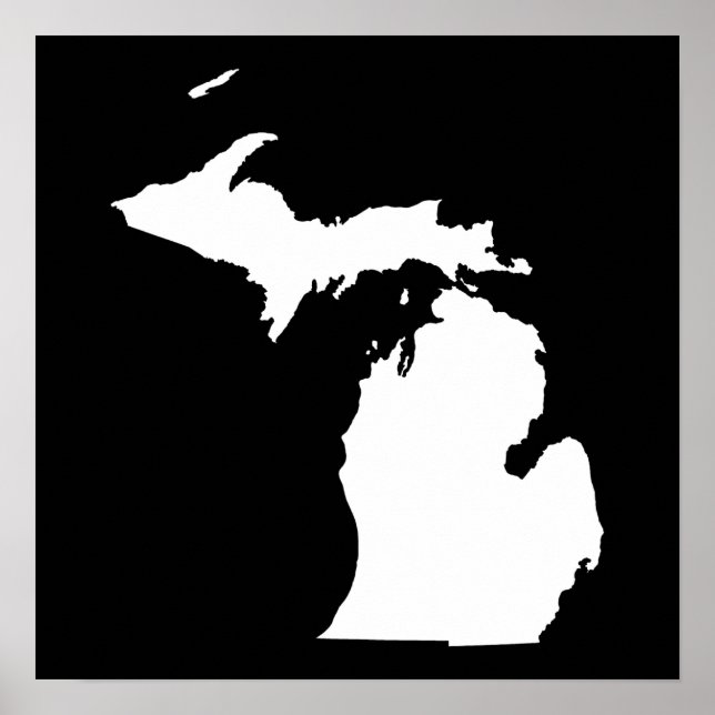 Póster Michigan em Branco e Preto (Frente)