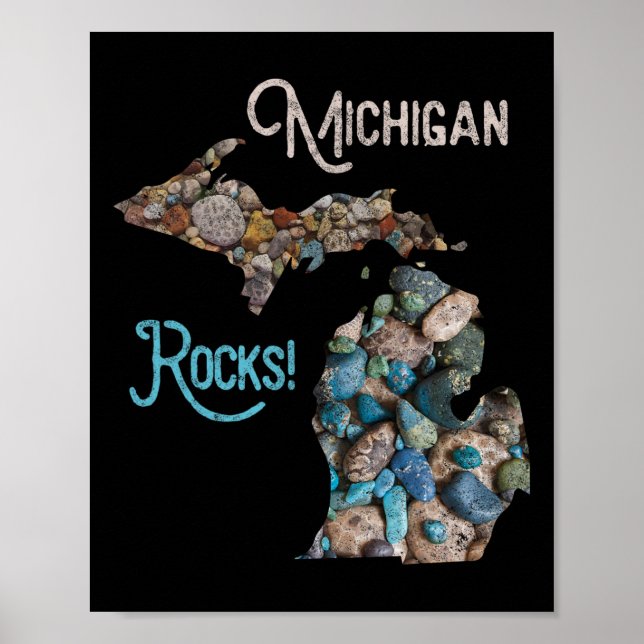 Poster Michigan Rocks Petoskey Stone caçando Tee Excelent (Frente)