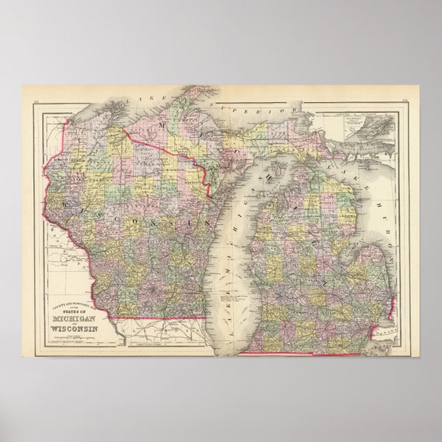 Póster Michigan, Wisconsin (Frente)