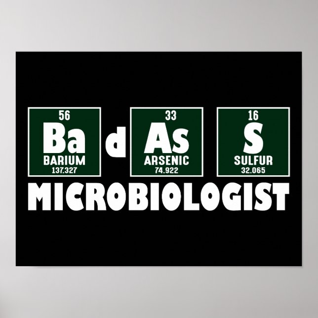 Poster Microbiólogo Engraçado Badass (Frente)