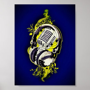 Póster Microfone & auriculares