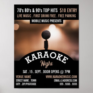 Poster Microfone Solo, Anúncio de eventos Karaoke