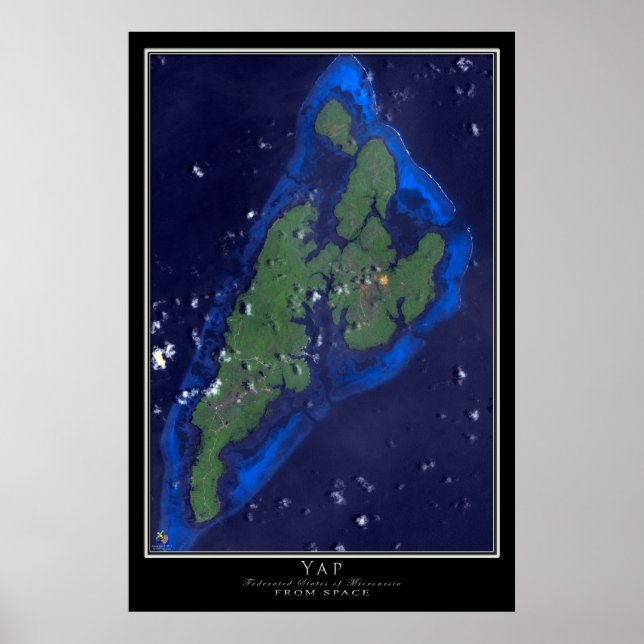 Póster Micronésia Yap Da Arte Satélite Espacial (Frente)