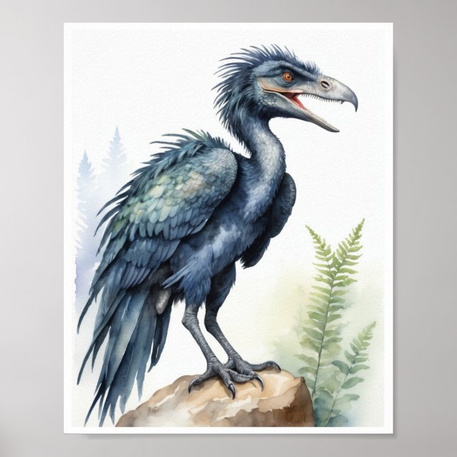 Poster Microraptor Dinosaur Watercolor (Frente)