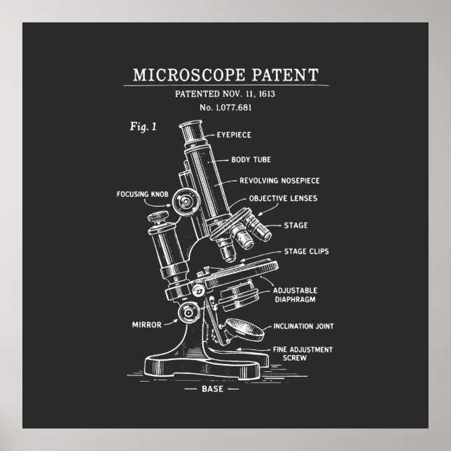 Poster Microscope Blueprint patent (Frente)