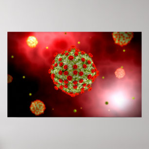 Póster Microscopic View Of HIV Virus 2
