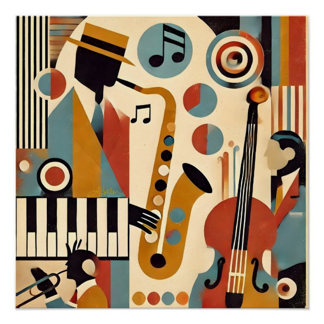 Póster Mid Century Jazz Age Modern Minimalist Trio (Frente)