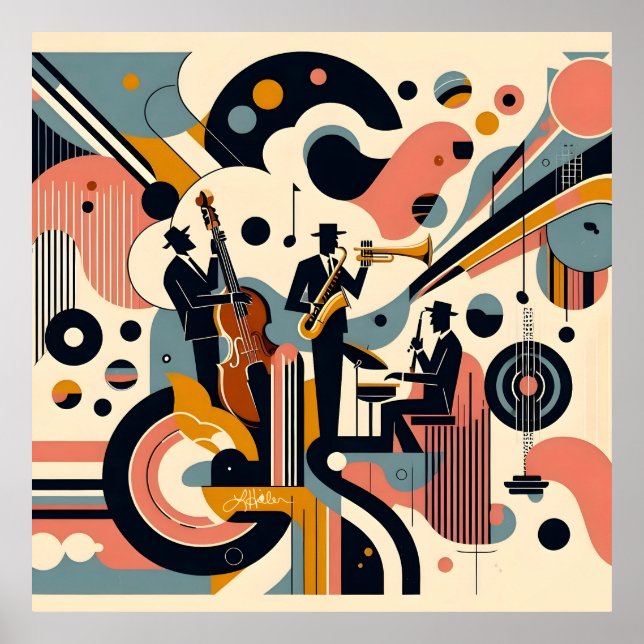 Poster Mid Century Jazz Age Psychedelic Trio (Frente)