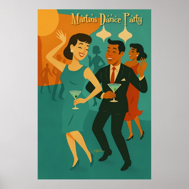 Poster Mid Century Martini Dance Party (Frente)