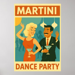 Poster Mid Century Martini Dance Party