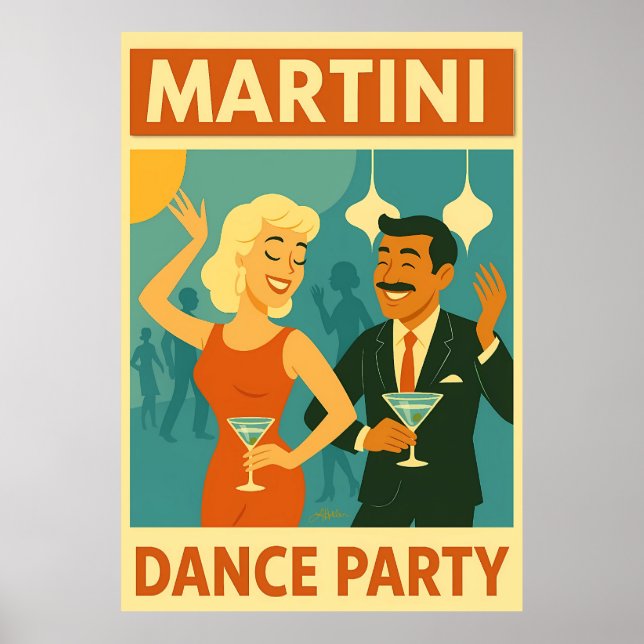 Poster Mid Century Martini Dance Party (Frente)