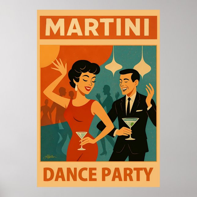 Poster Mid Century Martini Dance Party (Frente)