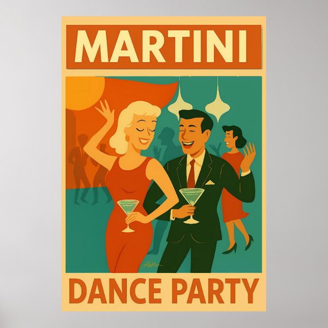 Poster Mid Century Martini Dance Party (Frente)