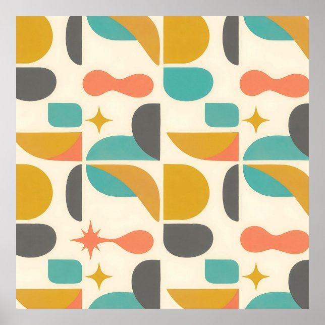 Poster Mid Century Modern Abstract Pattern (Frente)