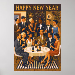 Poster Mid Century Modern Martini Intellectuals New Year