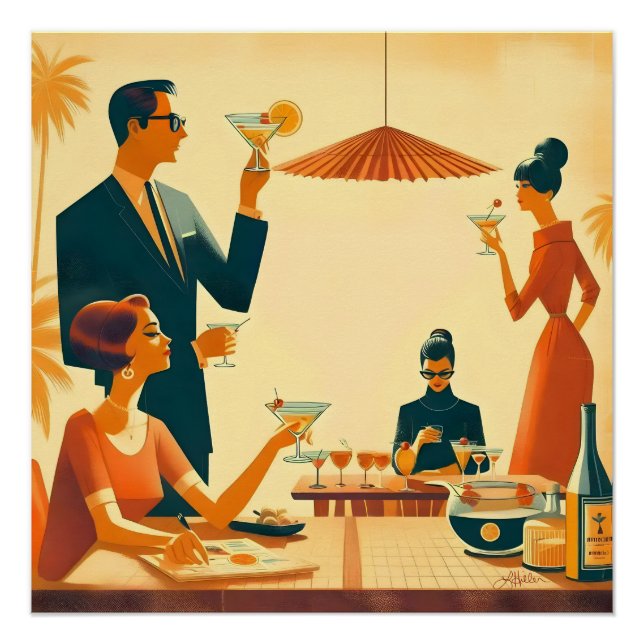 Póster Mid Century Modern The Martini Cocktail Critics (Frente)