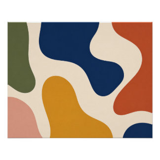 Póster Mid-Century Organic Shapes Poster