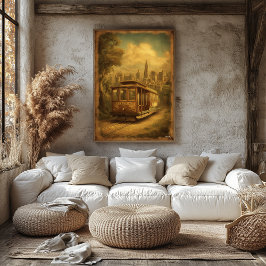 Poster Mid-Century Retro San Francisco Cable Car Vintage
