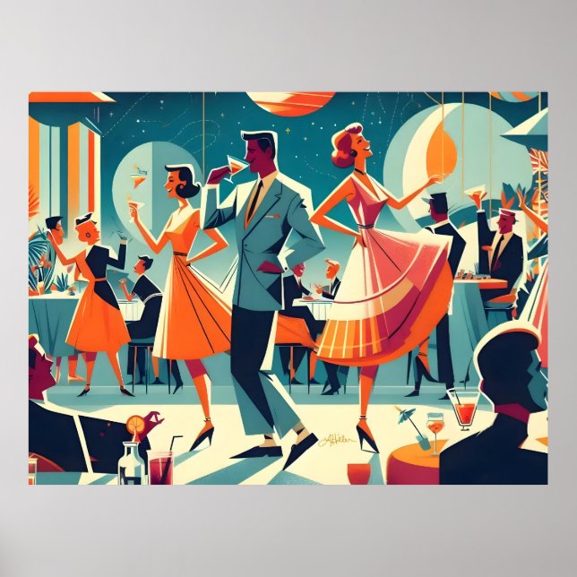 Poster Mid Century Space Age Cocktail Party (Frente)