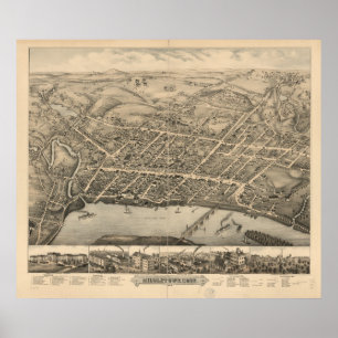 Póster Middletown Connecticut 1877 Antique Panoramic Map