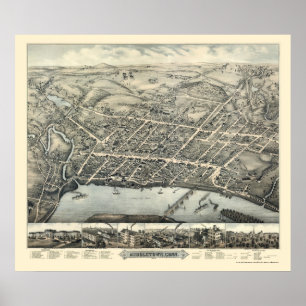 Póster Middletown, CT Panoramic Map - 1877