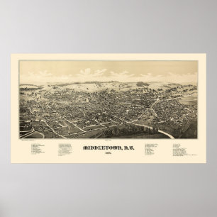 Poster Middletown, NY Panorâmica Map - 1887