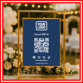 Poster Mídia Social Conecte-se Conosco Instagram Navy QR