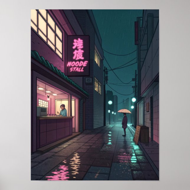 Poster Midnight Ramen Lo-Fi Cityscape (Frente)