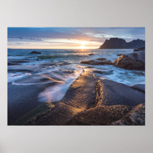 Poster Midnight Sun Lofoten Norway