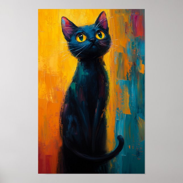 Poster Midnight Watcher in Abstract Colors - Dark Whisper (Frente)