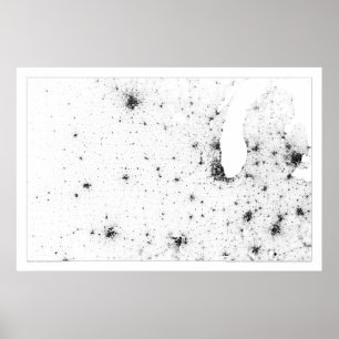 Poster Midwest Railroad Constellation Census Dotmap