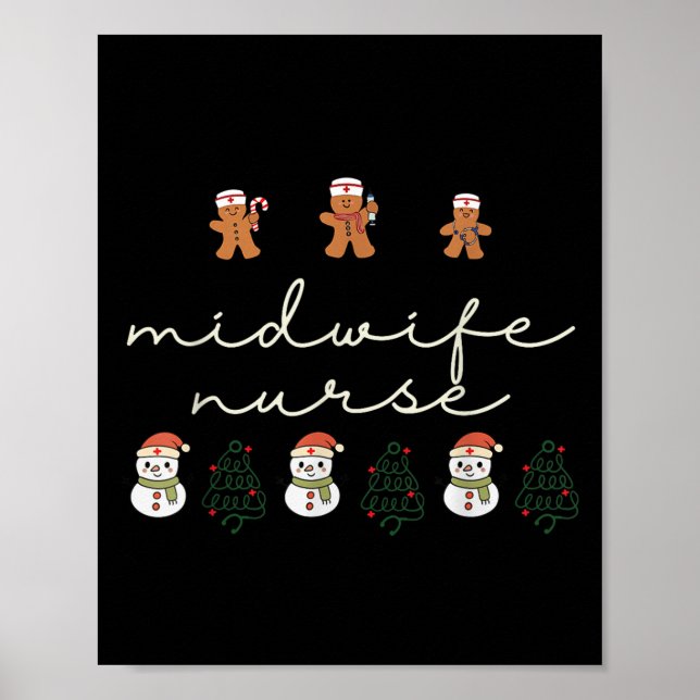 Poster Midwife Nurse Christmas Gingerbread Nicu Hostal Pa (Frente)