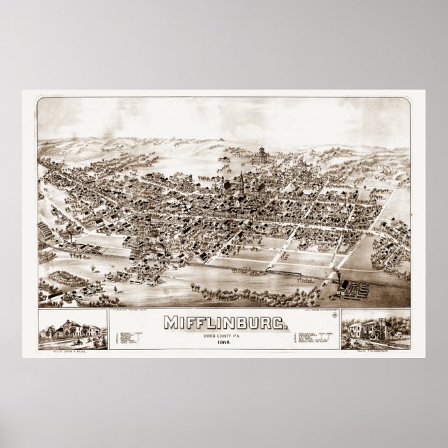 Póster Mifflinburg, PA 1884 (Frente)