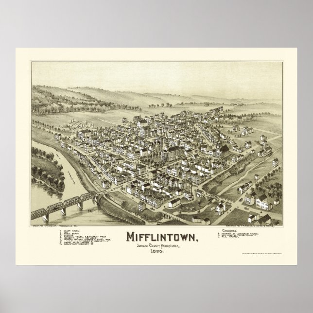 Póster Mifflintown, PA Panorâmica - 1895 (Frente)