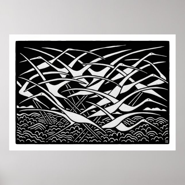 Poster Migration Large Linocut Print (Frente)