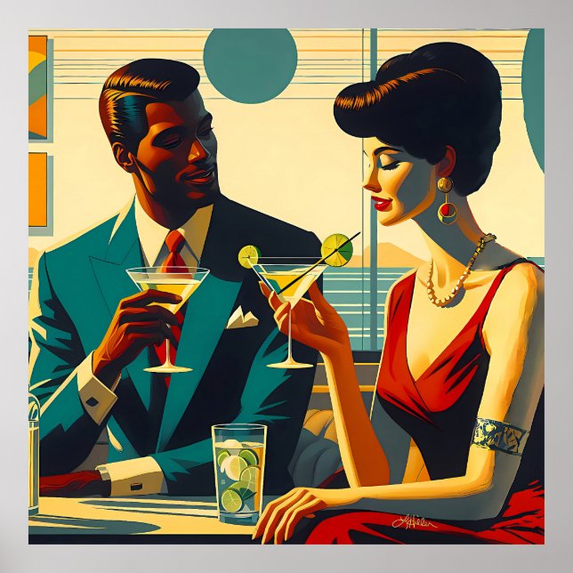 Poster Miid Century Cocktail Party Couples - Captivated (Frente)