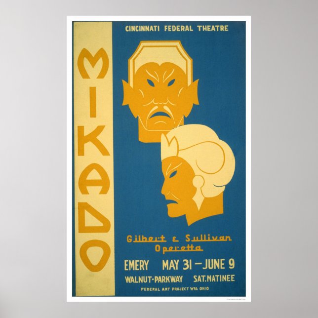 Poster Mikado Gilbert Sullivan 1939 WPA (Frente)