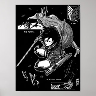 Poster Mikasa Attack em Titã para fundos escuros