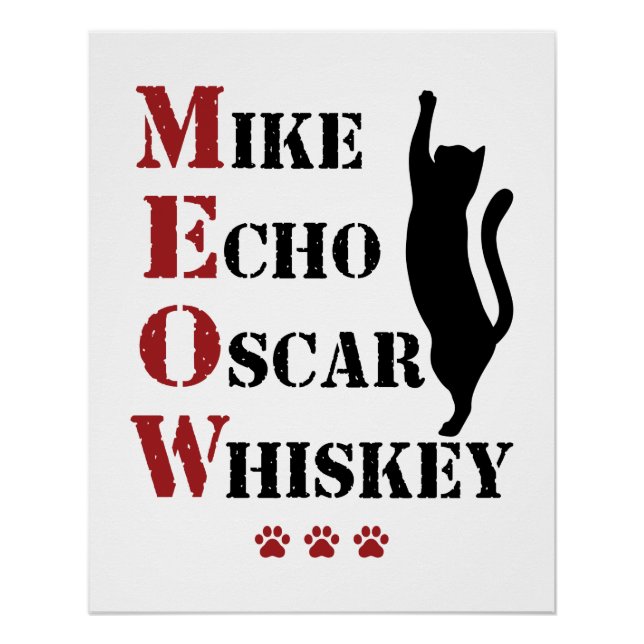 Póster Mike Echo Oscar Whiskey MEOW Cat (Frente)