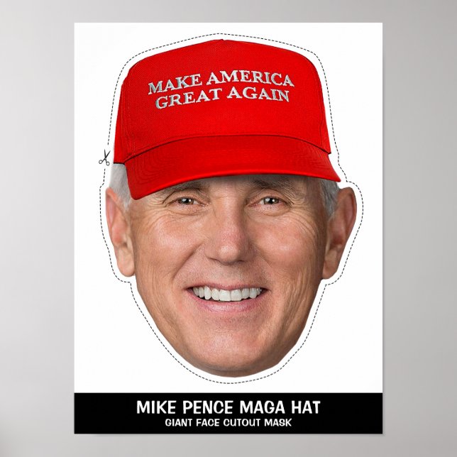 POSTER MIKE PENCE MAGA HAT CUTOUT MASK (Frente)