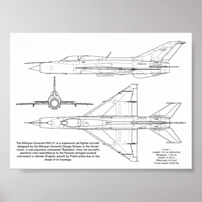 Poster Mikoyan-Gurevich MiG-21 (Frente)