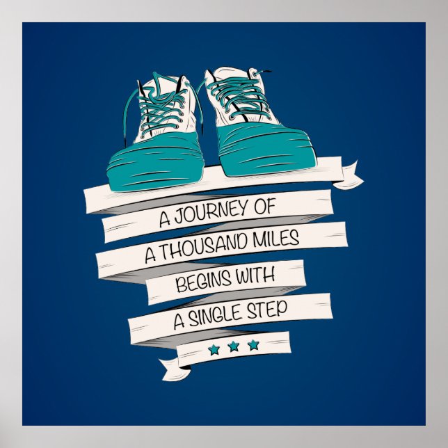 Póster Mil milhas começa com solteiro passo (Frente)