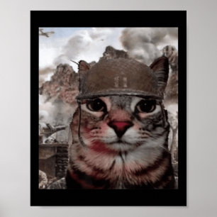 Poster Mil Yard Stare Engraçado Memória De Gato Soldado N