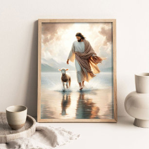 Poster Milagre Compartilhado, Jesus e Cordeiro, Pintura C